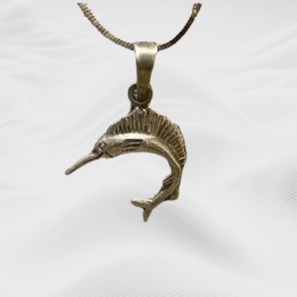 Taxco Sterling Silver Sailfish Pendant and Chain ~ Approximately 17 Inches
